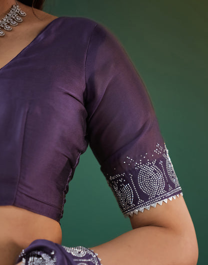 Purple Georgette Swarovski Embellished Saree