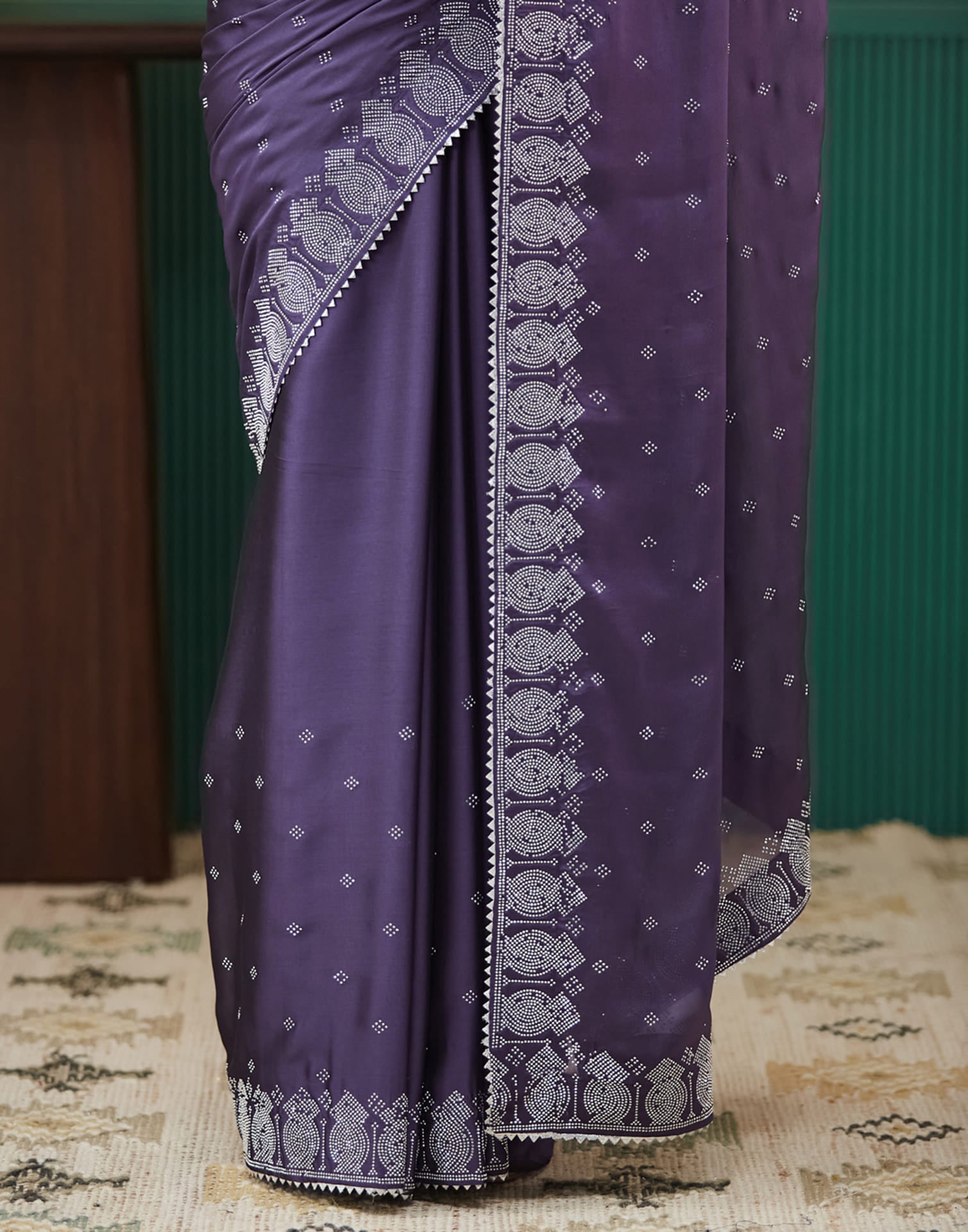 Purple Georgette Swarovski Embellished Saree