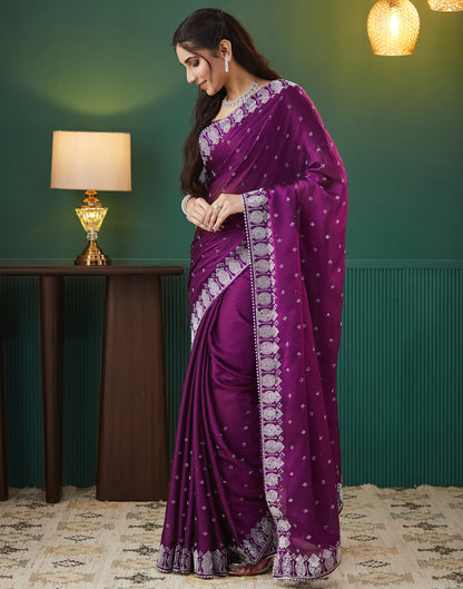 Purple Georgette Swarovski Embellished Saree