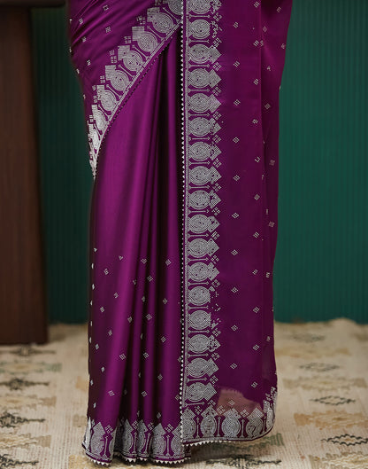 Purple Georgette Swarovski Embellished Saree