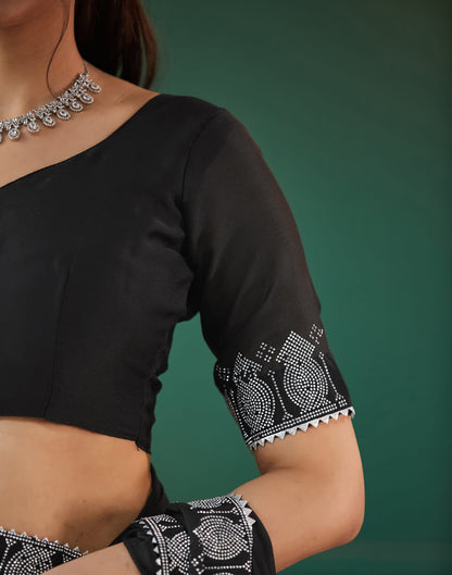 Black Georgette Swarovski Embellished Saree