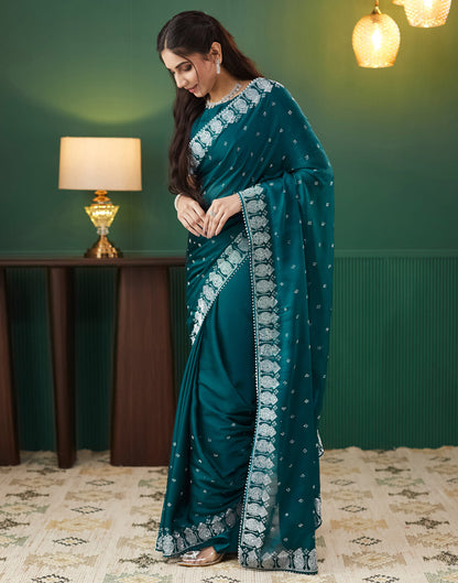 Green Georgette Swarovski Embellished Saree