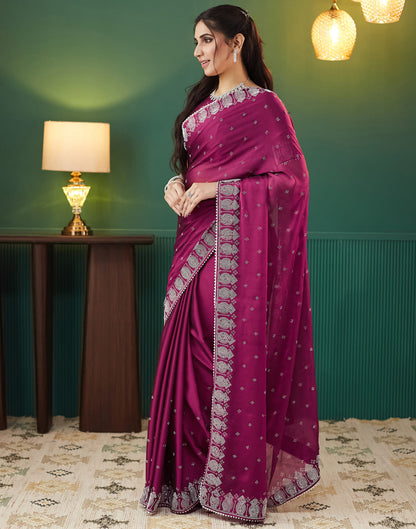 Pink Georgette Swarovski Embellished Saree