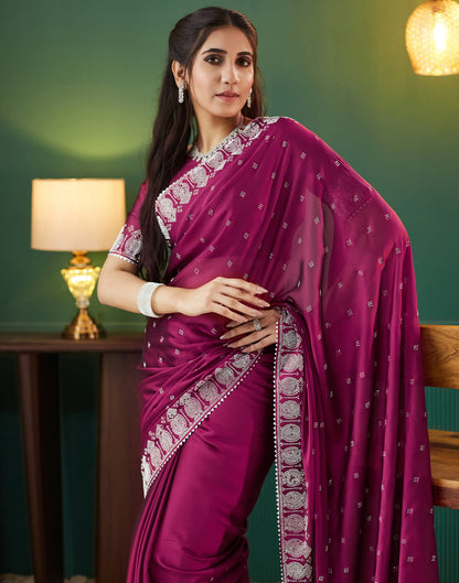 Pink Georgette Swarovski Embellished Saree