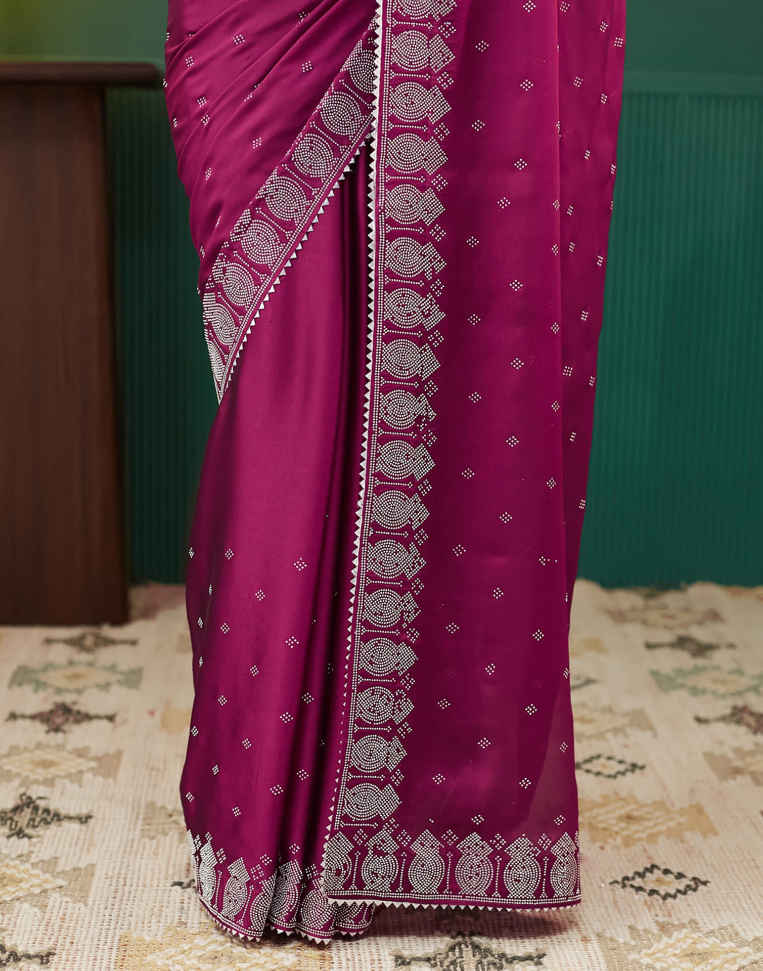 Pink Georgette Swarovski Embellished Saree