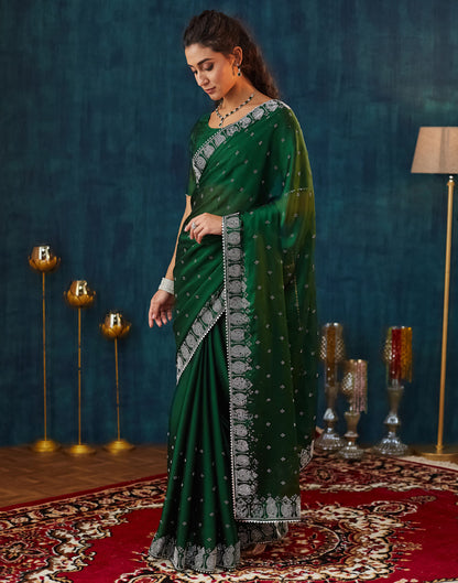 Green Georgette Swarovski Embellished Saree