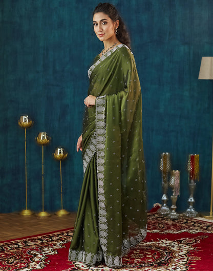 Green Georgette Swarovski Embellished Saree