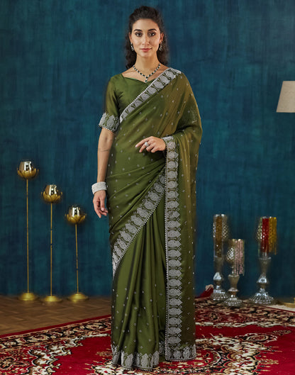 Green Georgette Swarovski Embellished Saree