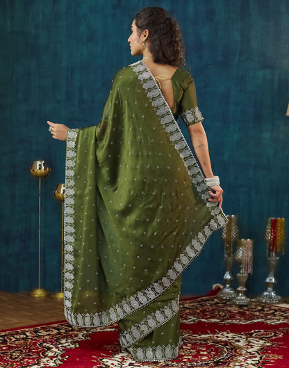 Green Georgette Swarovski Embellished Saree