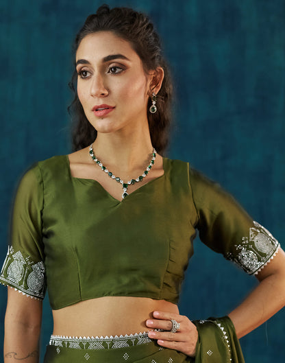 Green Georgette Swarovski Embellished Saree