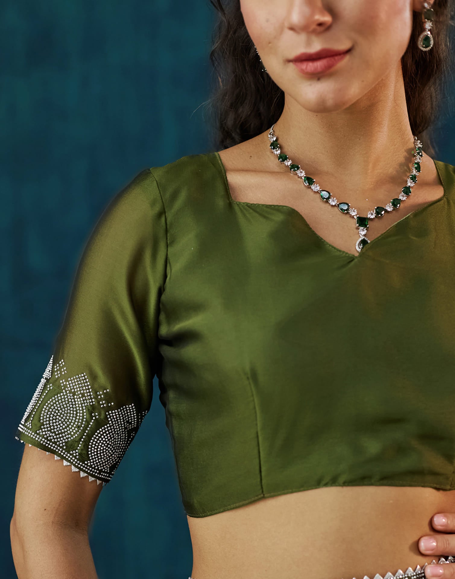 Green Georgette Swarovski Embellished Saree