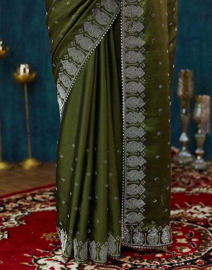 Green Georgette Swarovski Embellished Saree