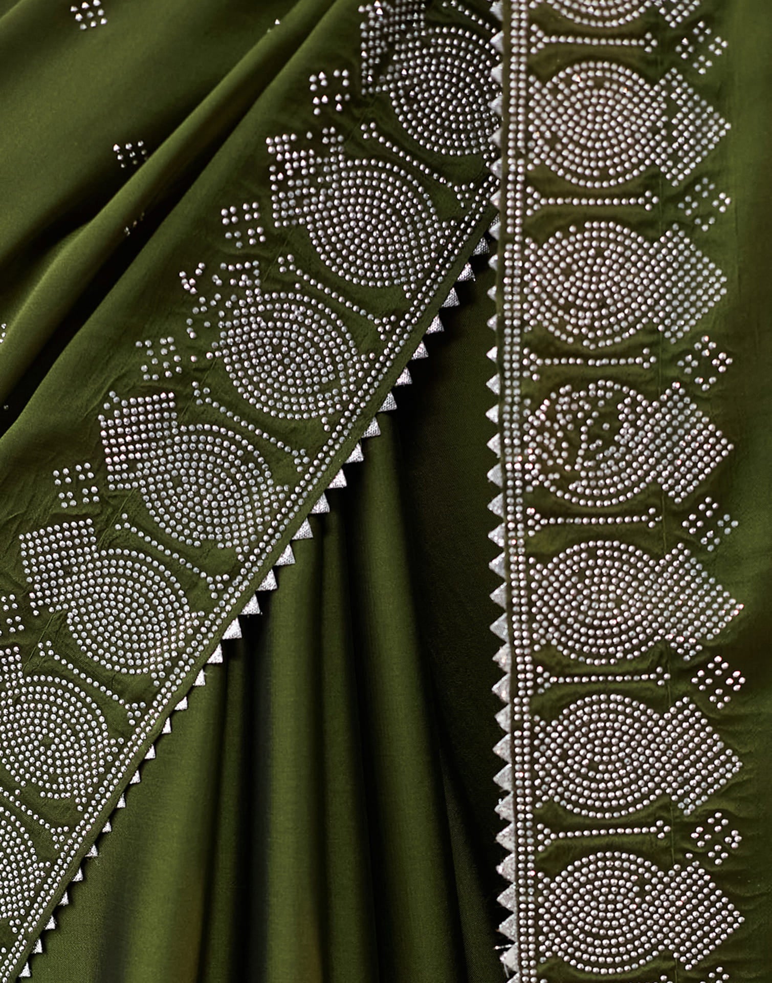 Green Georgette Swarovski Embellished Saree