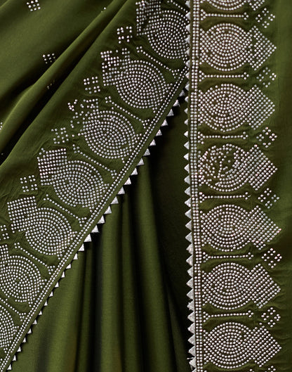 Green Georgette Swarovski Embellished Saree