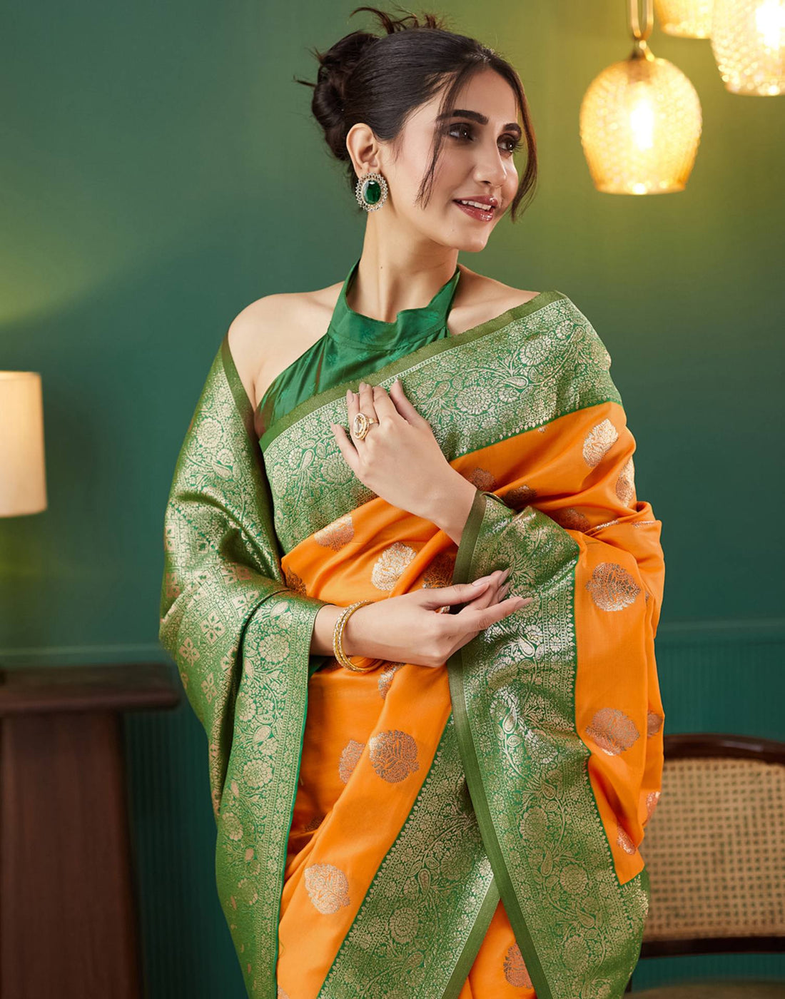 Yellow Silk Woven Banarasi Saree