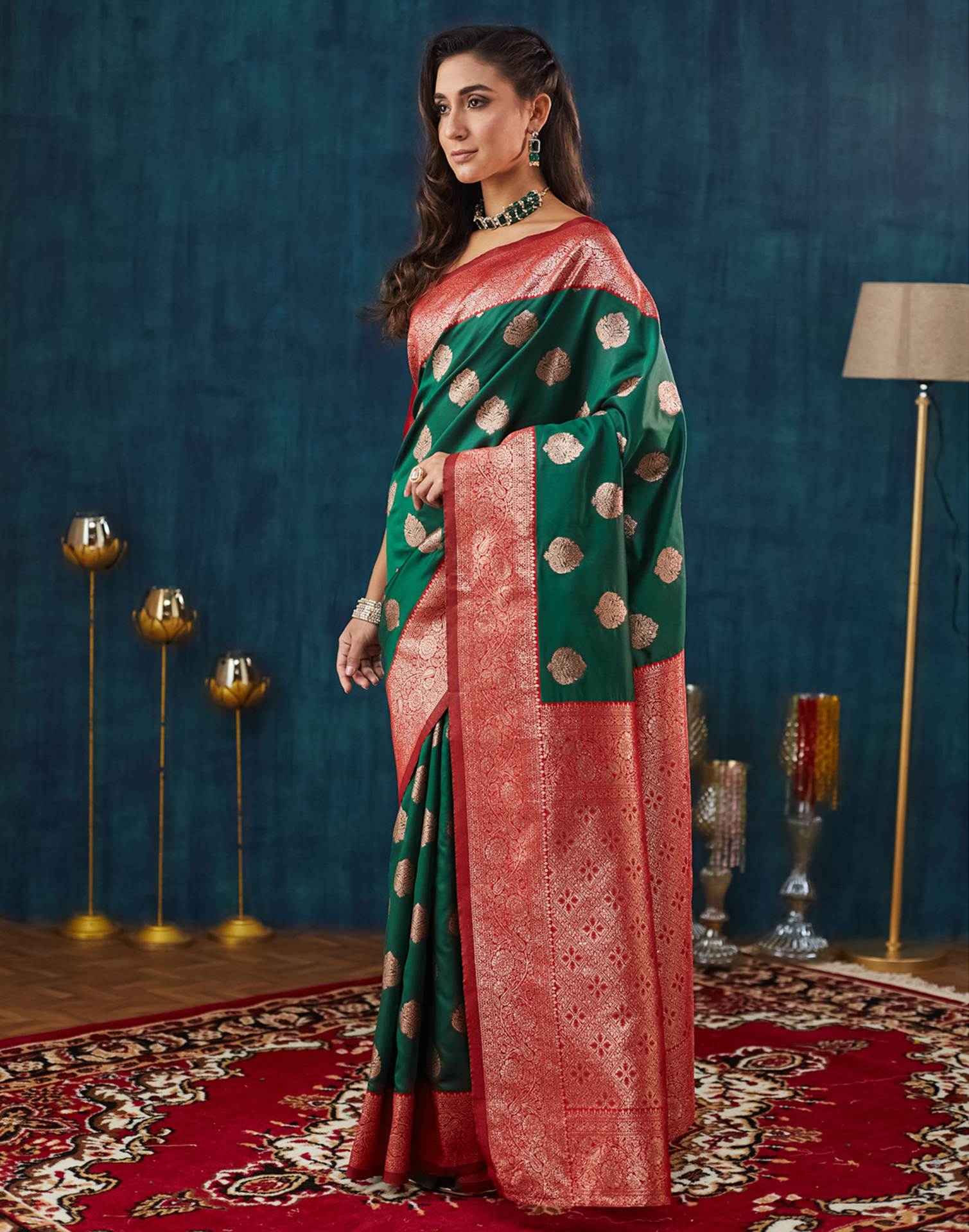 Dark Green Silk Weaving Banarasi Saree