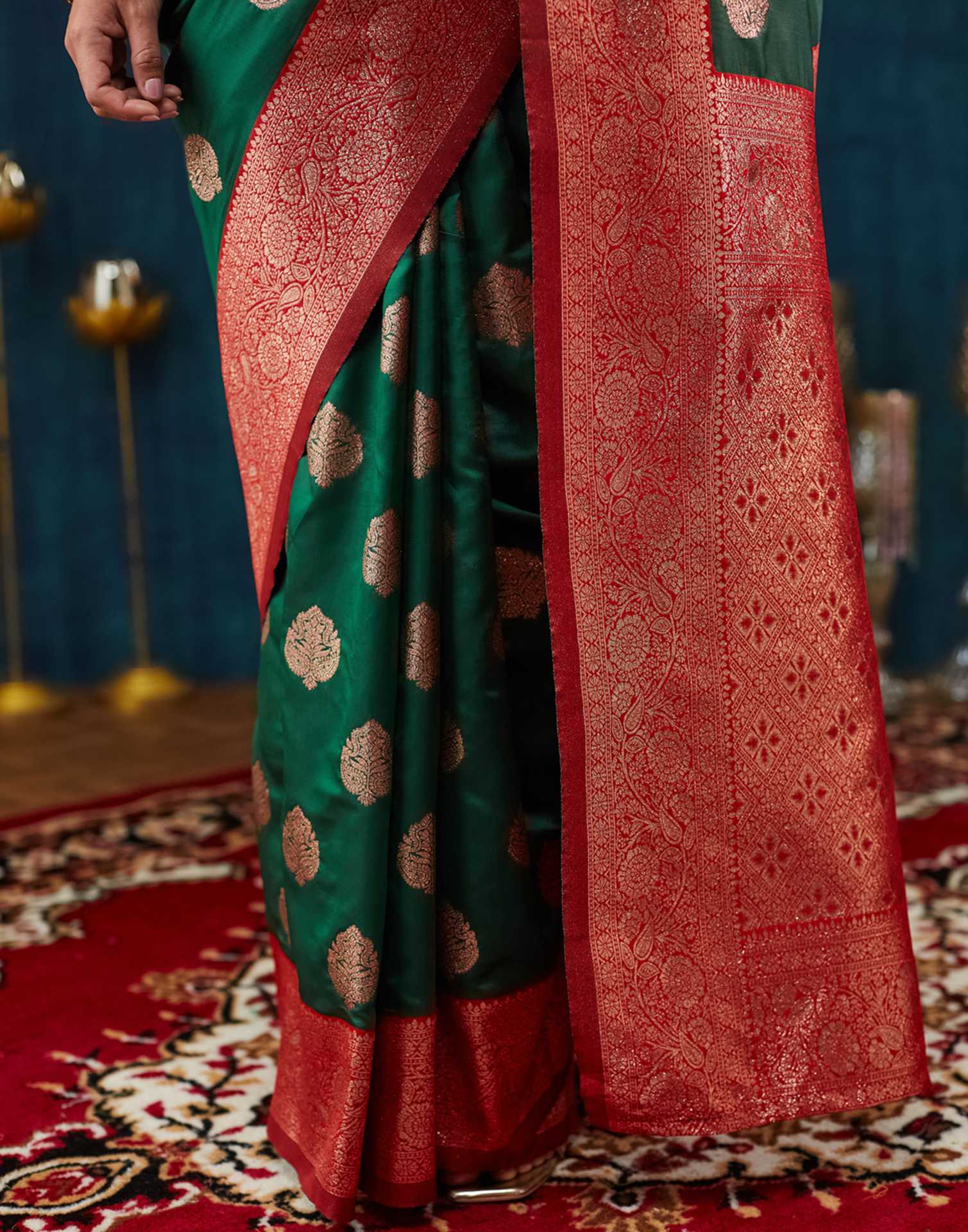 Dark Green Silk Weaving Banarasi Saree