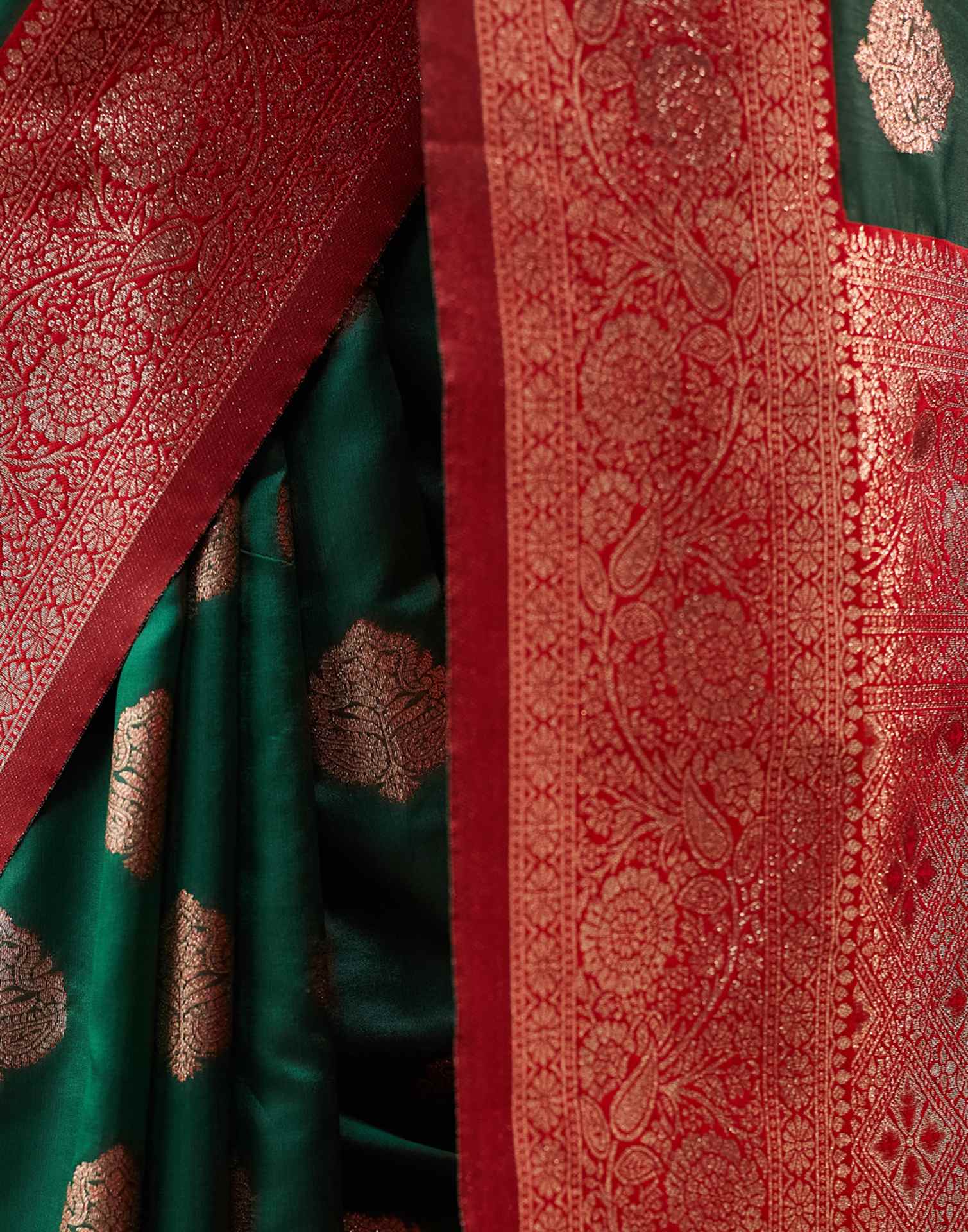 Dark Green Silk Weaving Banarasi Saree