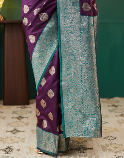 Dark Purple Silk Weaving Banarasi Saree