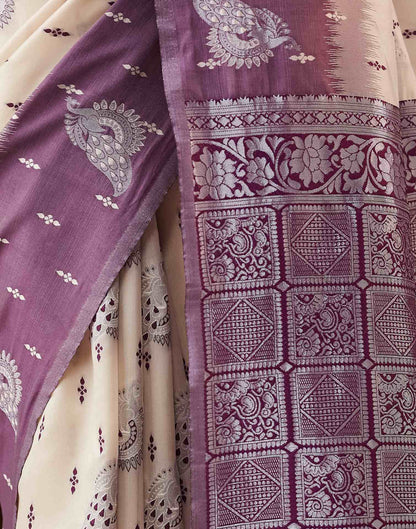 Ivory Silk Weaving Banarasi Saree