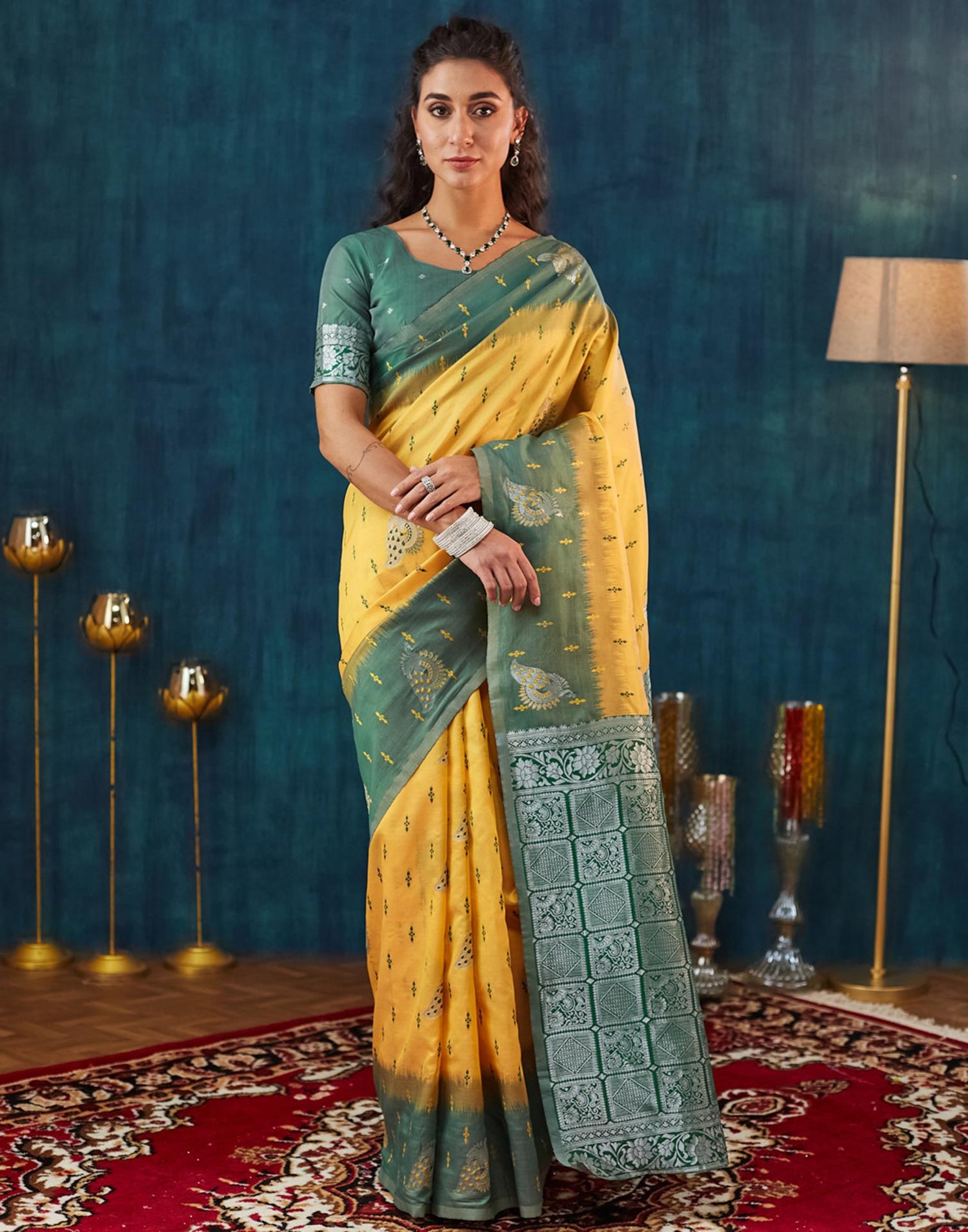 Yellow Silk Weaving Banarasi Saree