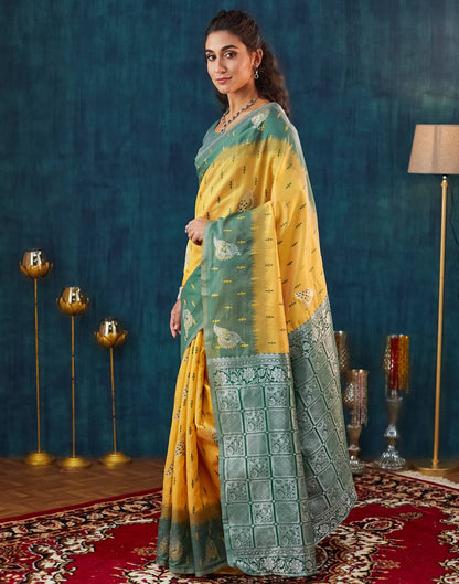 Yellow Silk Weaving Banarasi Saree