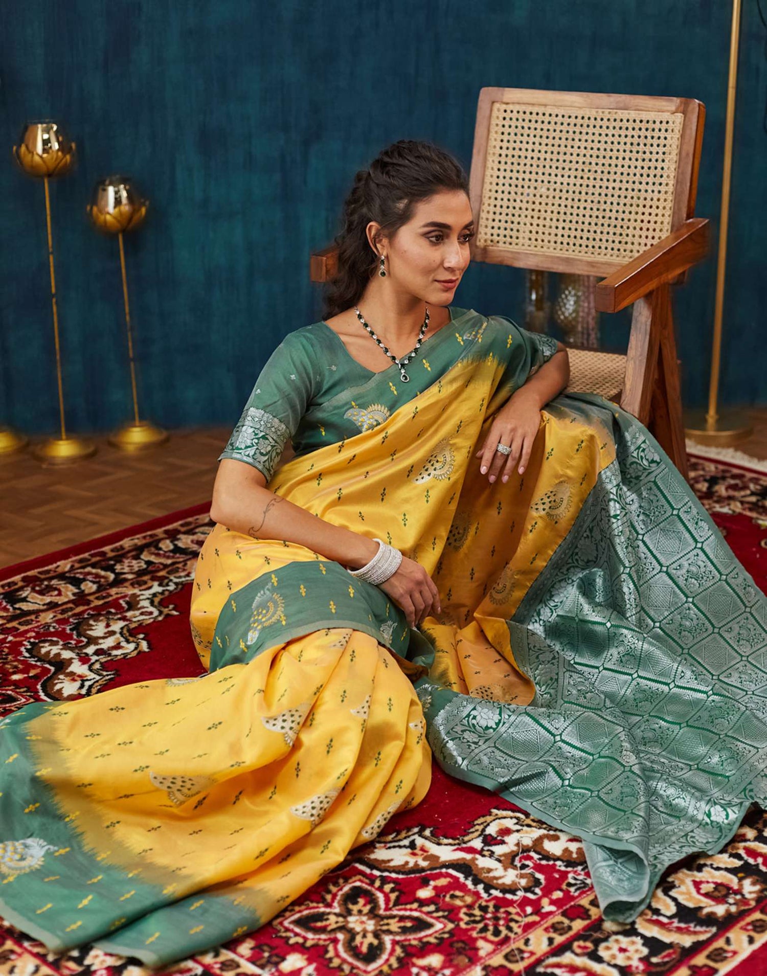 Yellow Silk Weaving Banarasi Saree