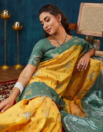 Yellow Silk Weaving Banarasi Saree