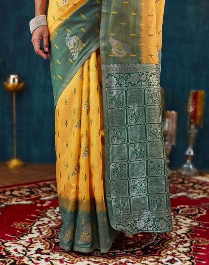 Yellow Silk Weaving Banarasi Saree