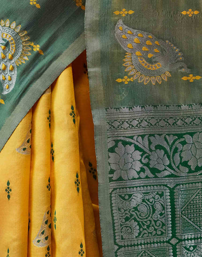 Yellow Silk Weaving Banarasi Saree