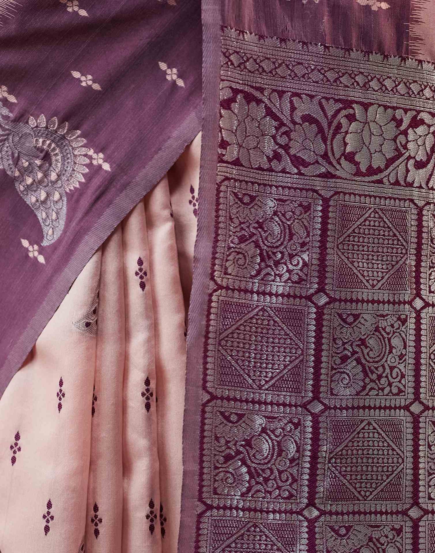 Light Pink Silk Weaving Banarasi Saree