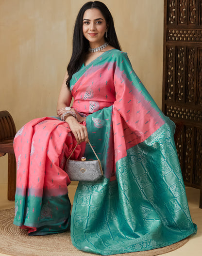 Bright Pink Silk Woven Saree