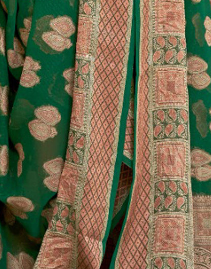 Dark Green Georgette Weaving Banarasi Saree