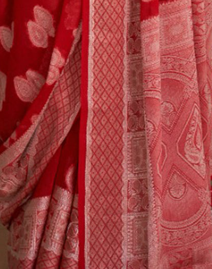 Red Georgette Weaving Banarasi Saree