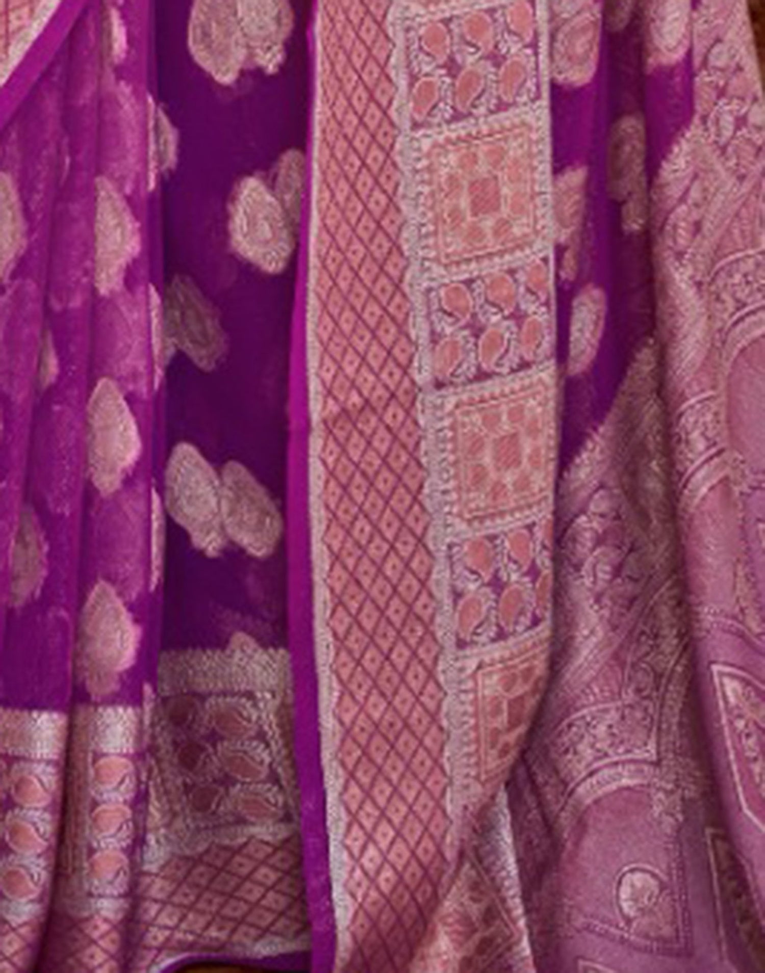 Purple Georgette Weaving Banarasi Saree