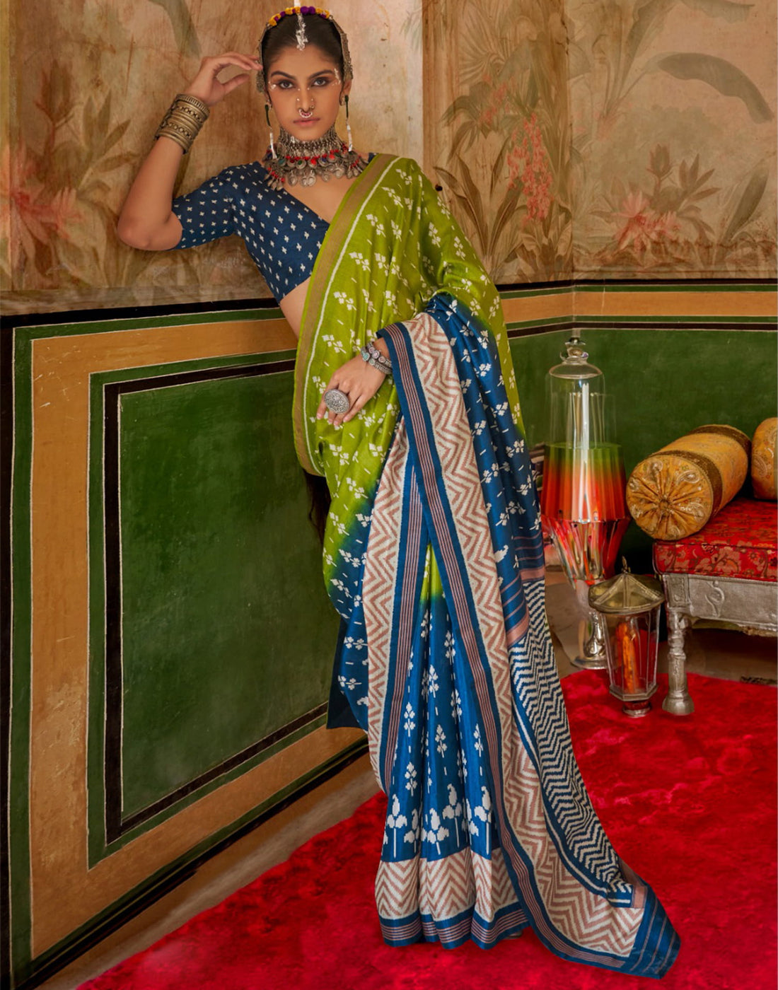 Green Silk Printed Saree