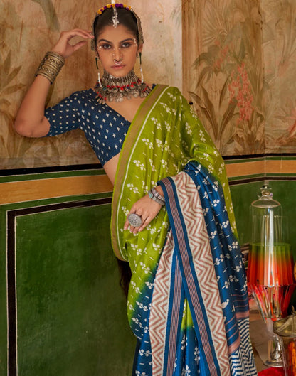 Green Silk Printed Saree