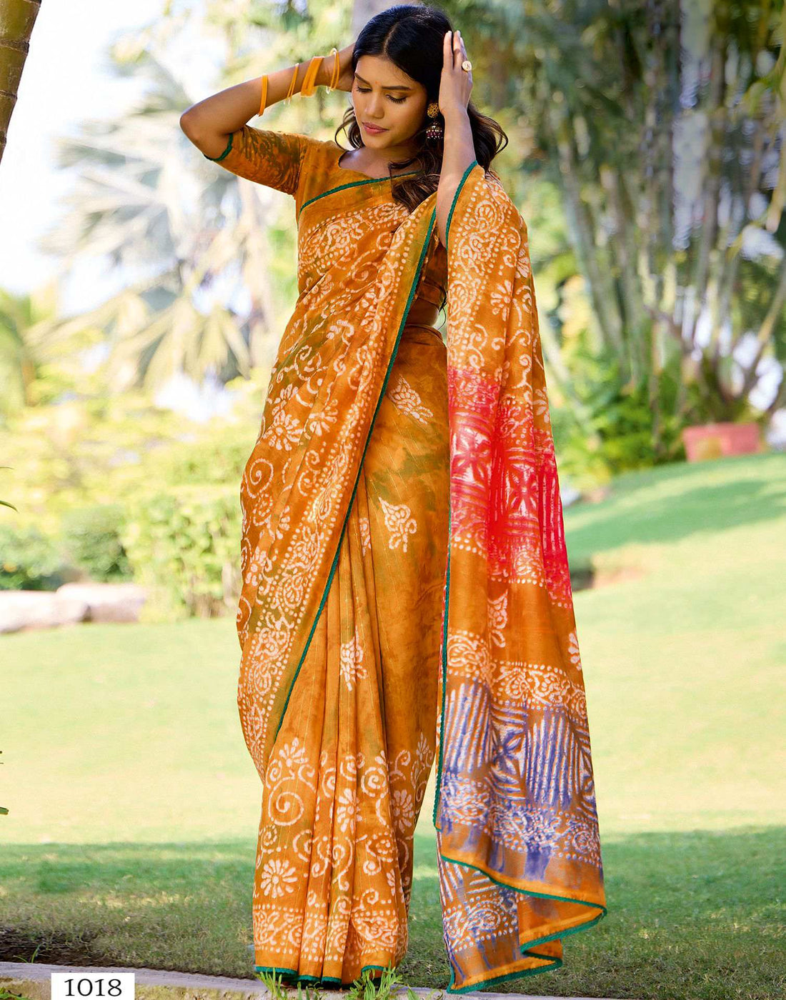 Turmeric Yellow Cotton Printed Saree