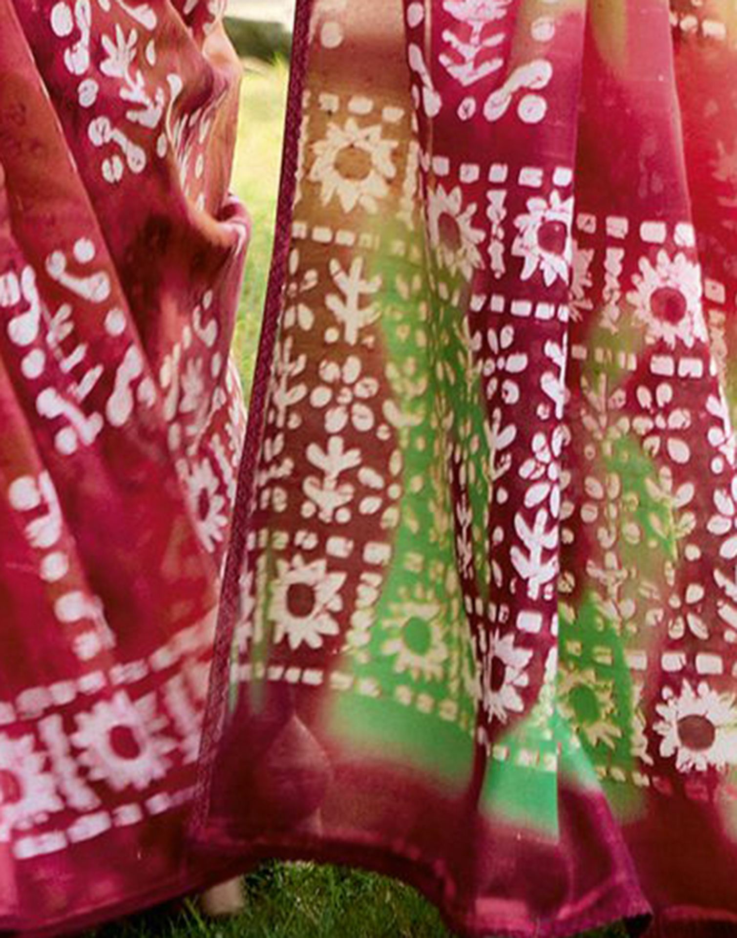 Ruby Red Cotton Printed Saree