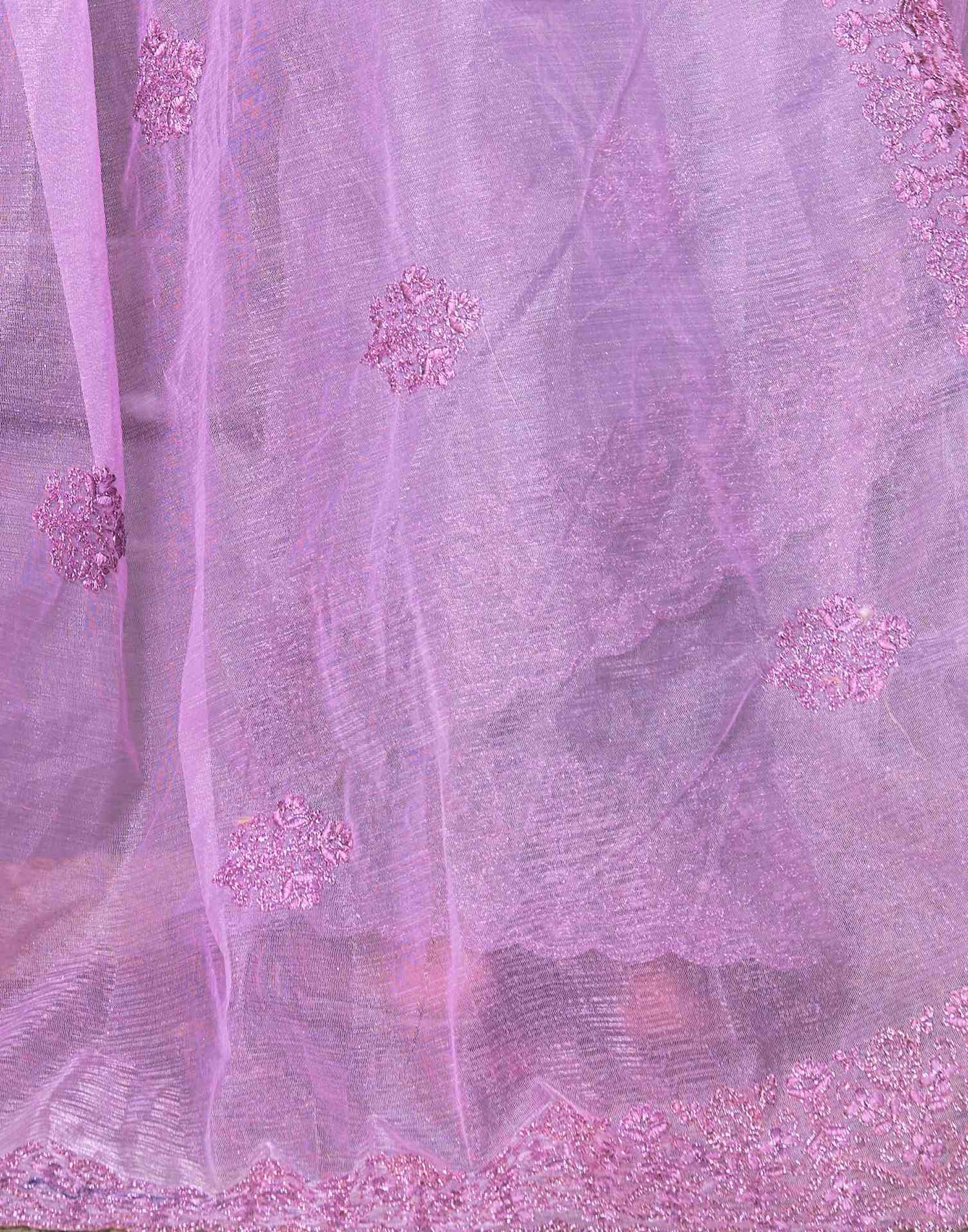 Light Purple Organza Embroidery Embellished  Saree