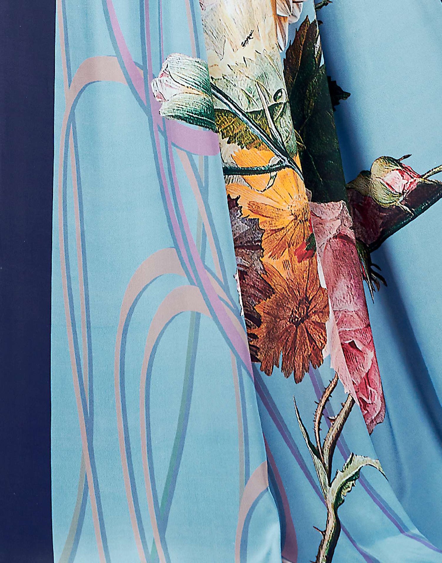 Blue Polyester  Printed Printed Saree