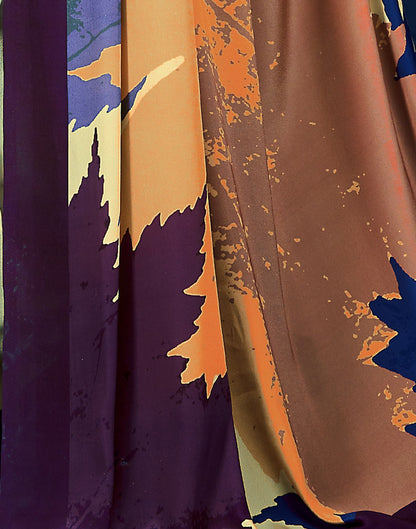 Yellow Polyester  Printed Printed Saree