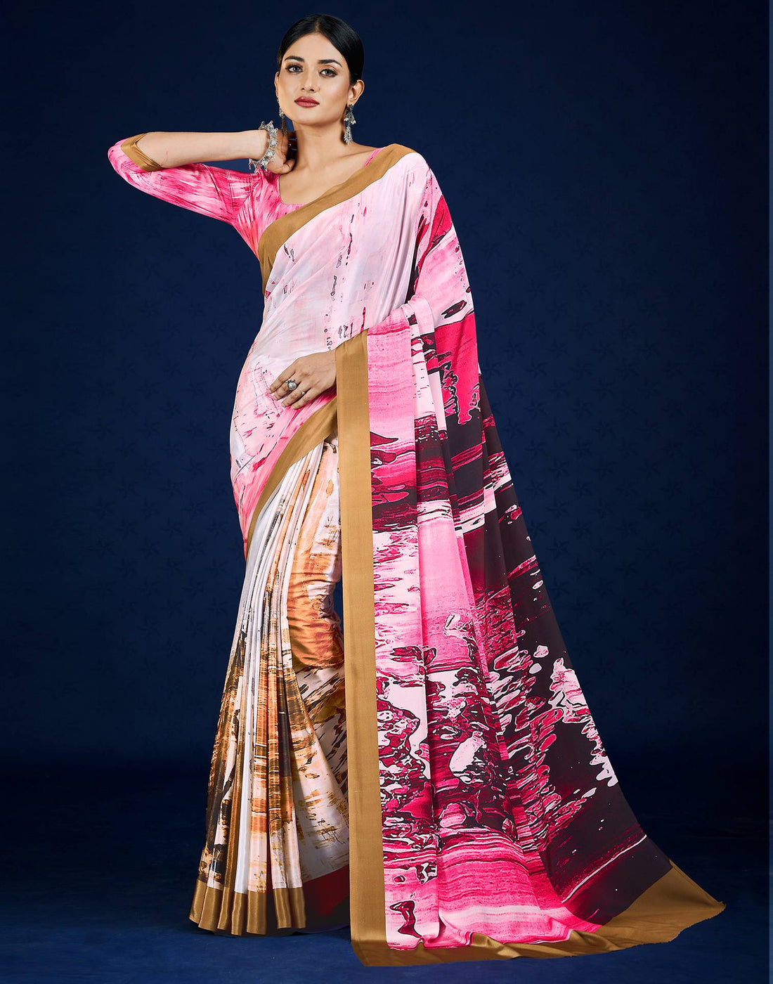 Multicoloured Polyester  Printed Printed Saree