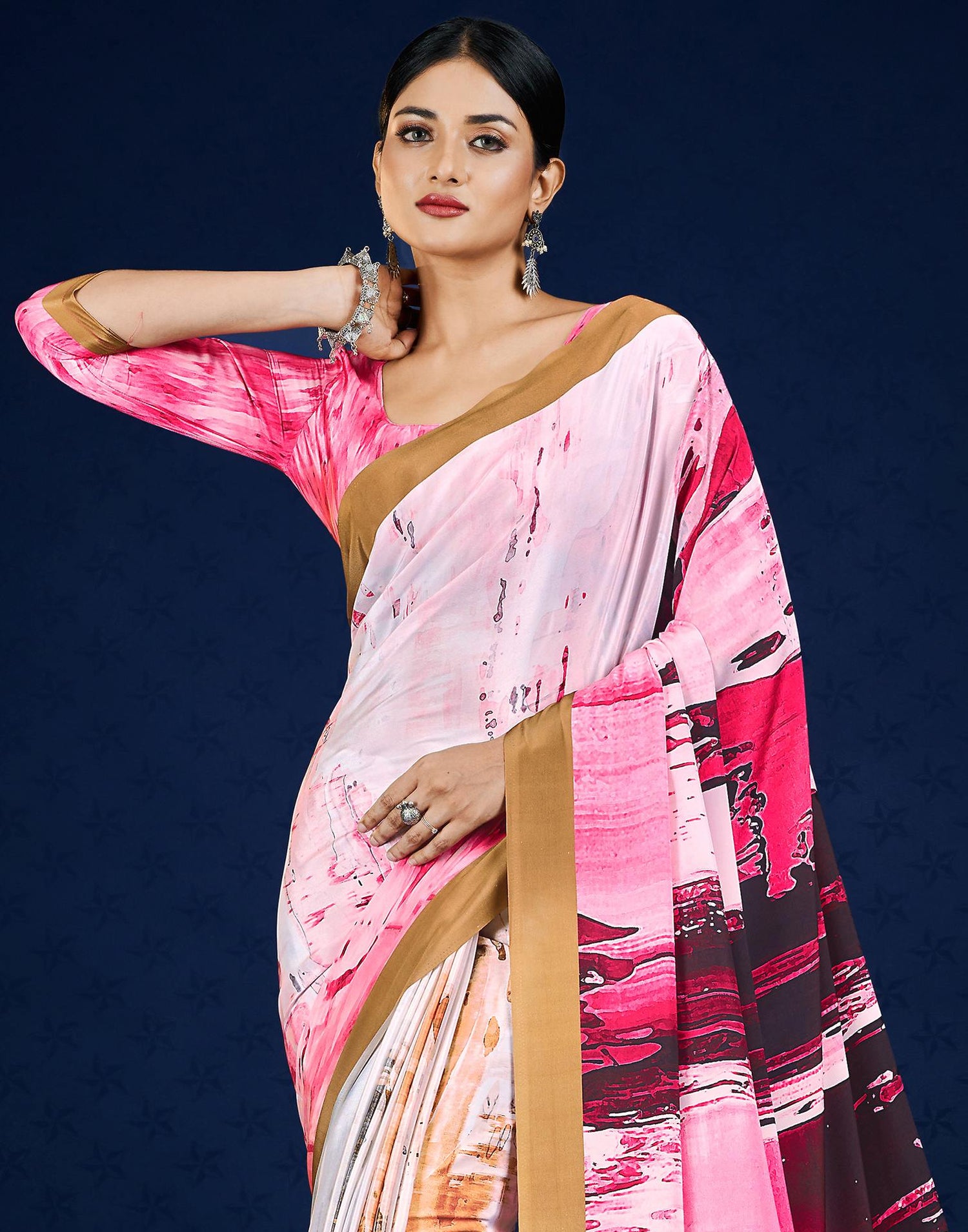 Multicoloured Polyester  Printed Printed Saree