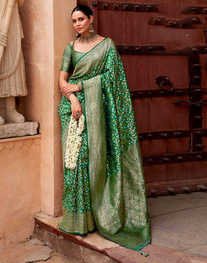 Dark Green Silk Weaving Banarasi Saree