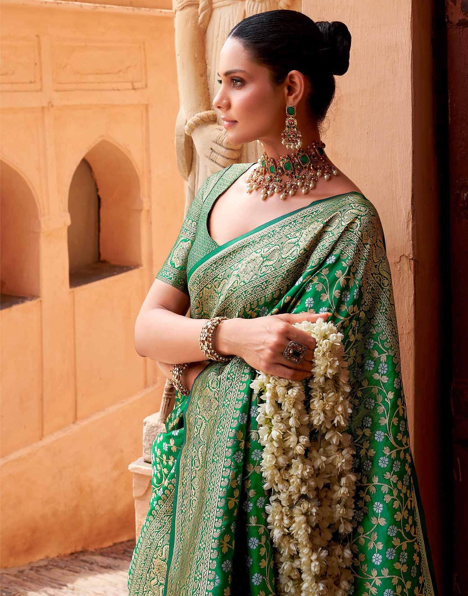 Dark Green Silk Weaving Banarasi Saree