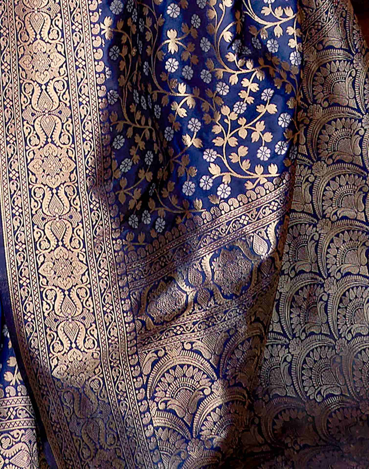 Navy Blue Silk Weaving Banarasi Saree