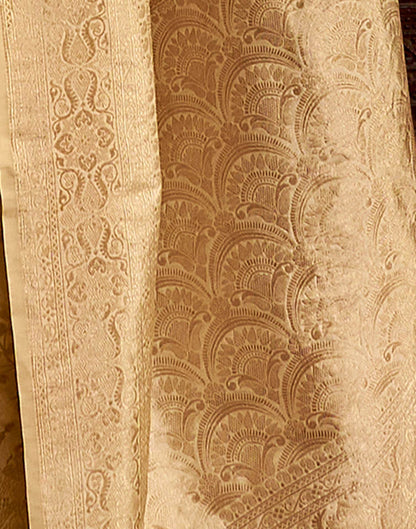 Light Beige Silk Weaving Banarasi Saree