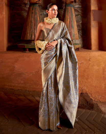 Grey Silk Weaving Banarasi Saree