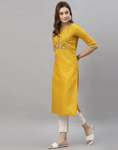 Yellow Embroidered Kurti | Sudathi